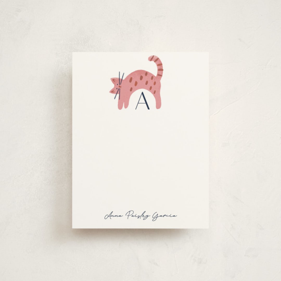 "Cat Tale" - Children’s Stationery in Strawberry by Griffinbell Paper Co. - Front