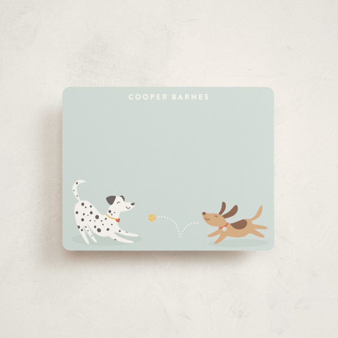 "playful pups" - Children’s Stationery in Sky by Susan Asbill - Front