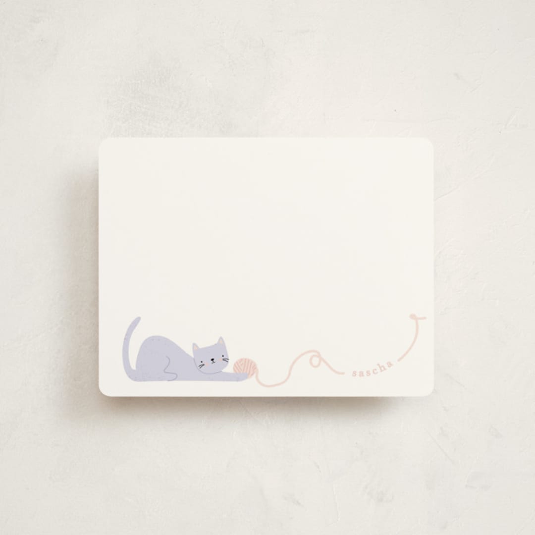 "Smitten Kitten" - Children’s Stationery in Lilac by Angela Thompson - Front