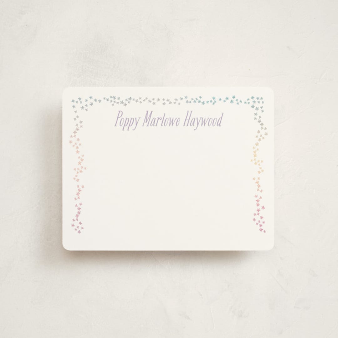 "tiny flora" - Children’s Stationery in Purple Thistle by Kate Ross - Front
