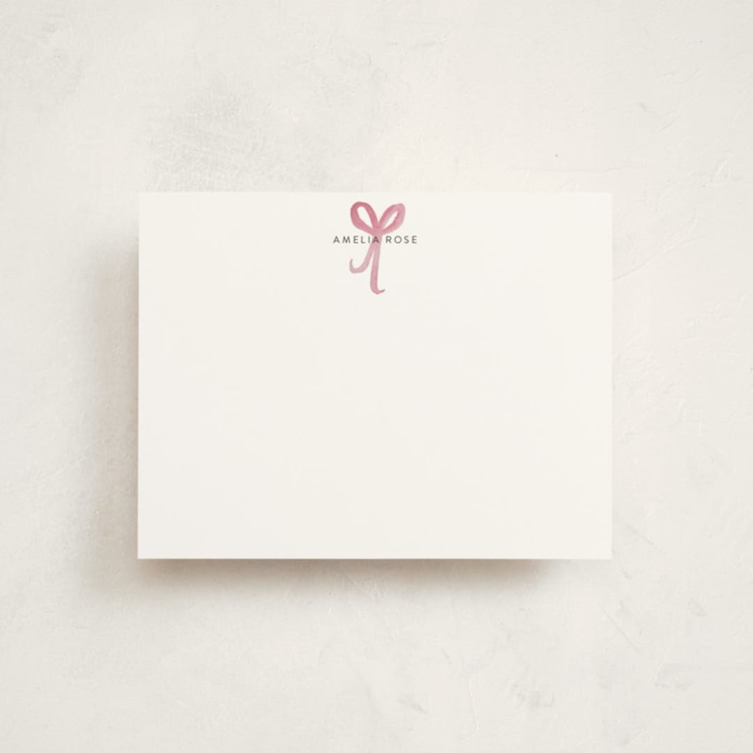 "Sweet as a Bow" - Children’s Stationery in Blush by Nicoletta Savod - Front