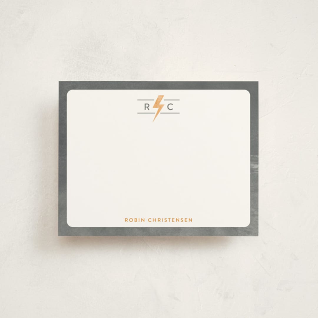 "Lightning Monogram" - Children’s Stationery in Cloudy Day by Shirley Lin Schneider - Front