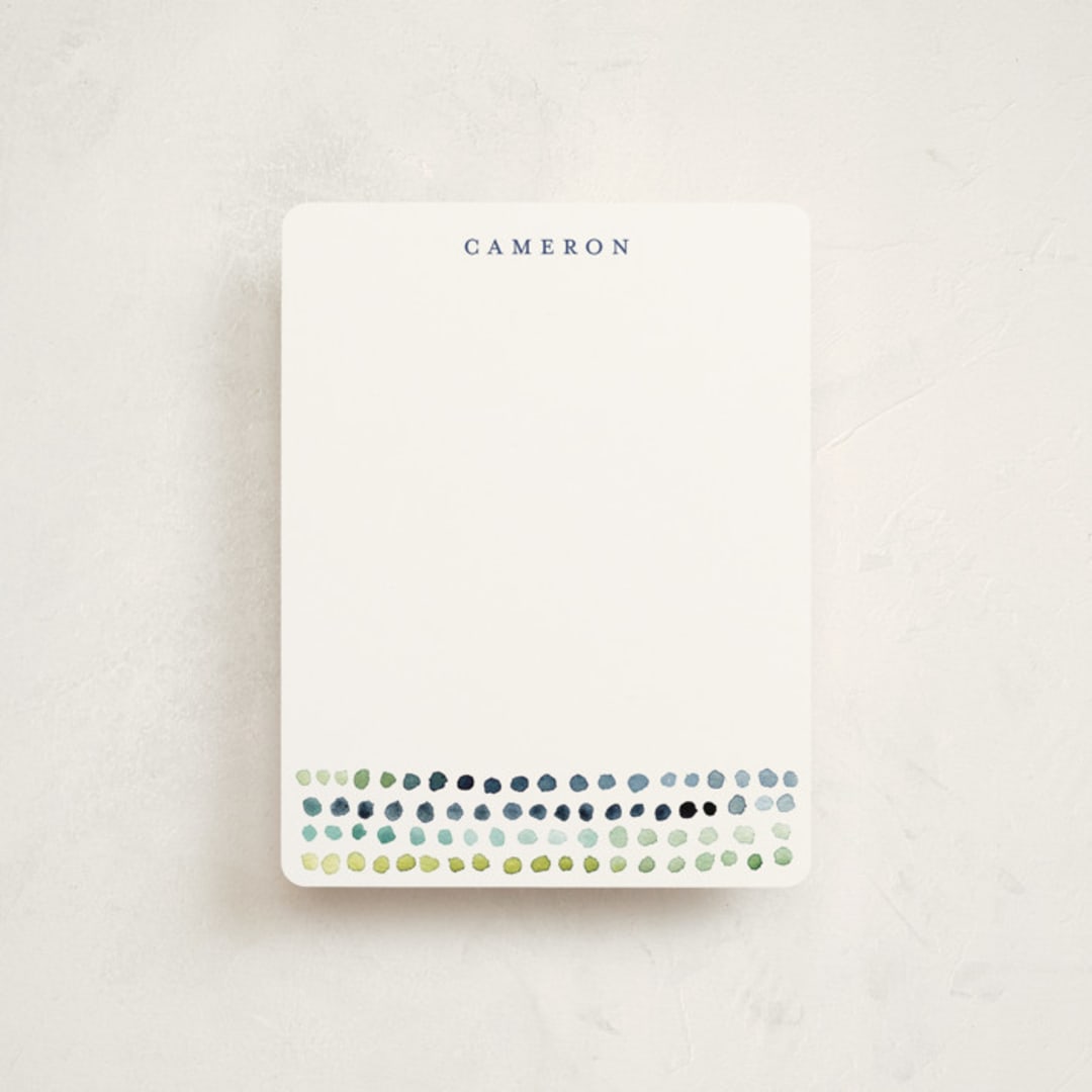 "Watercolor Dots" - Children’s Stationery in Navy by Loren Willis - Front