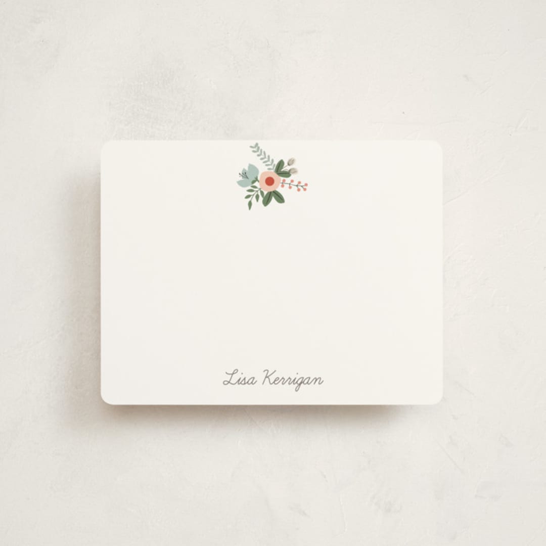 "Pretty Posie" - Children’s Stationery in Pink Candy by That Girl Press - Front