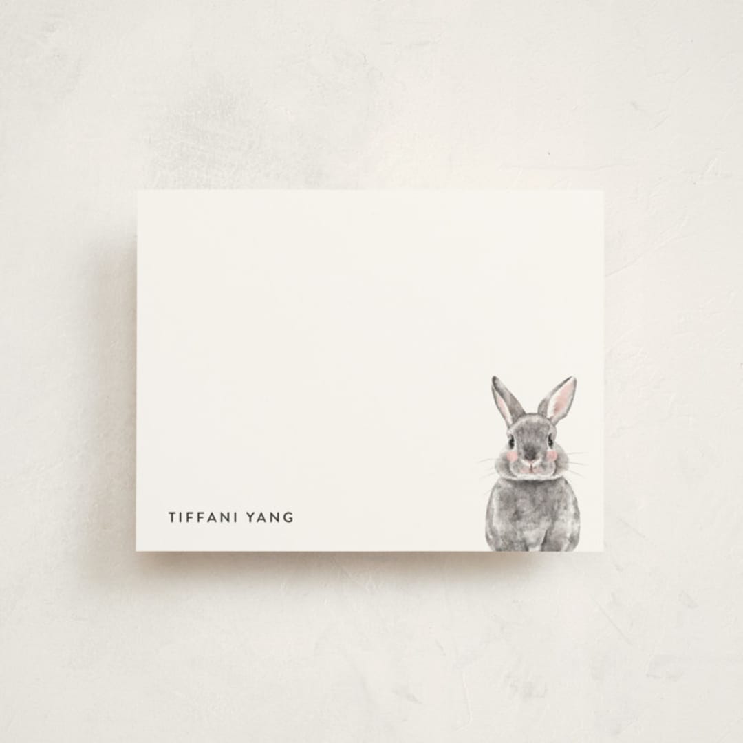 "Baby Animal Rabbit" - Children’s Stationery in Pebble by Cass Loh - Front