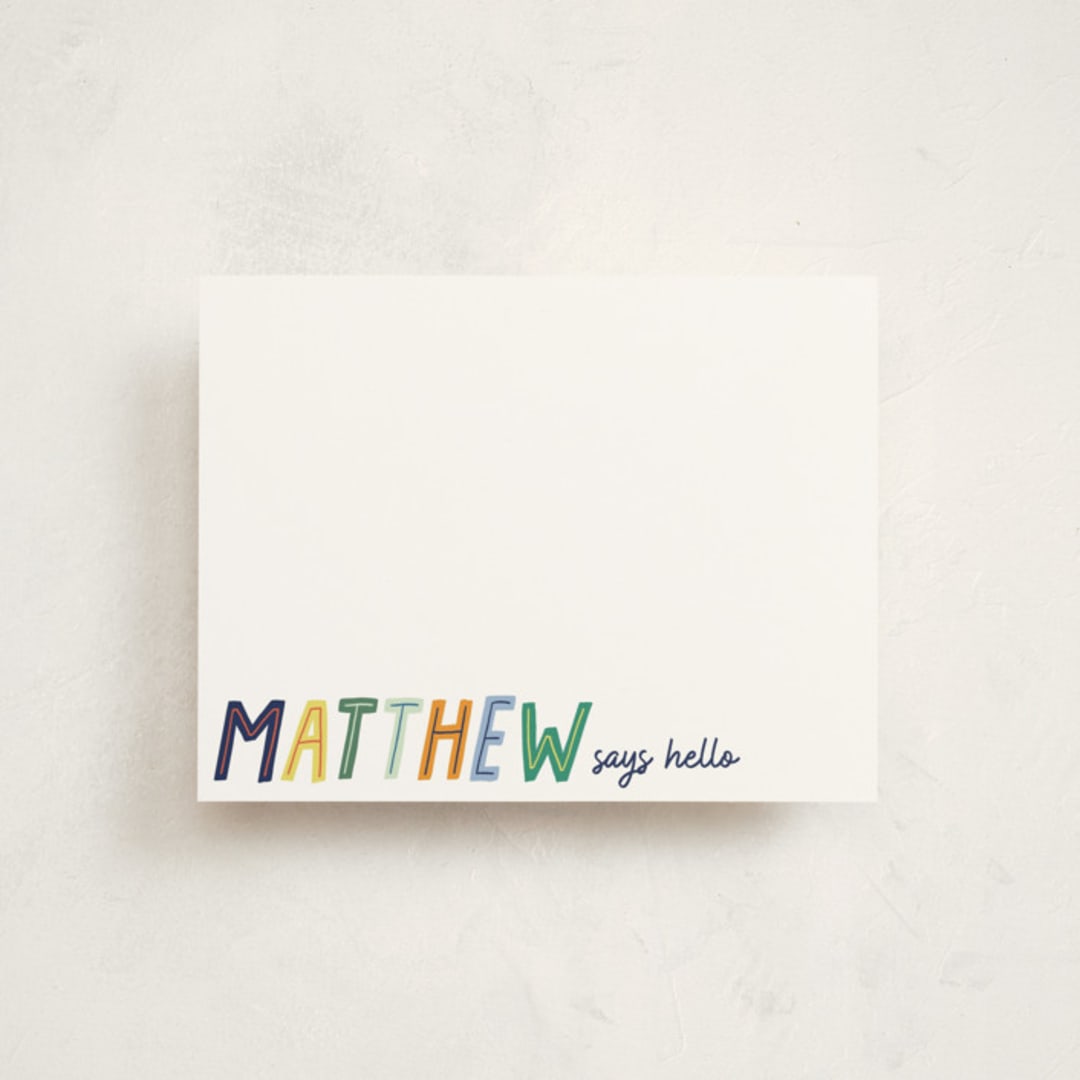 "Letter Blocks" - Children’s Stationery in Dino by Ashlee Townsend - Front