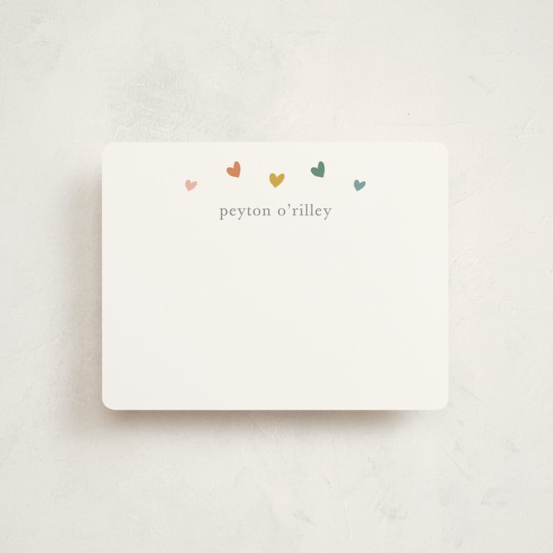 "Rainbow Hearts" - Children’s Stationery in Rainbow by Stacey Meacham - Front