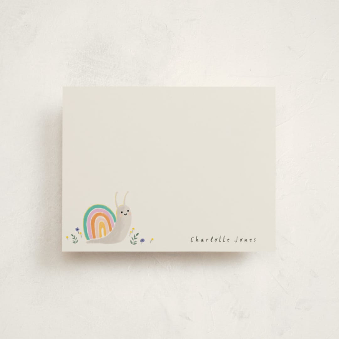 "rainbow snail" - Children’s Stationery in Sand by Cass Loh - Front