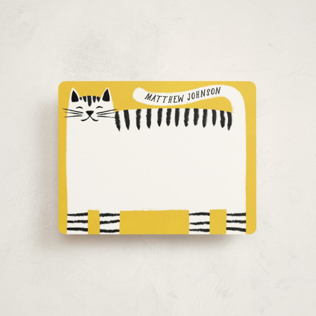 "Hello Cat" - Children’s Stationery in Sunshine by Pati Cascino - Front