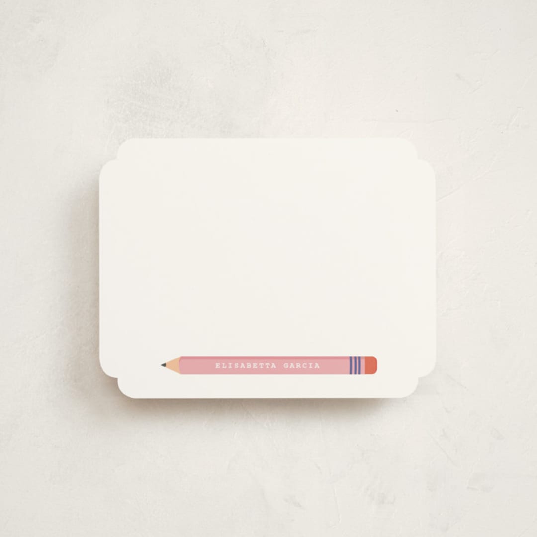"Penciled" - Children’s Stationery in Candy by Christie Garcia - Front