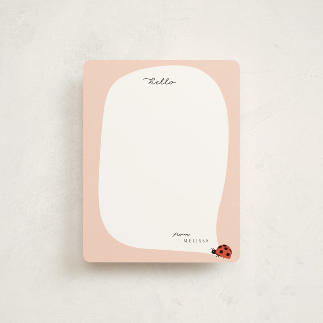 "Hello from a ladybug" - Children’s Stationery in Petal by Ilze Lucero - Front