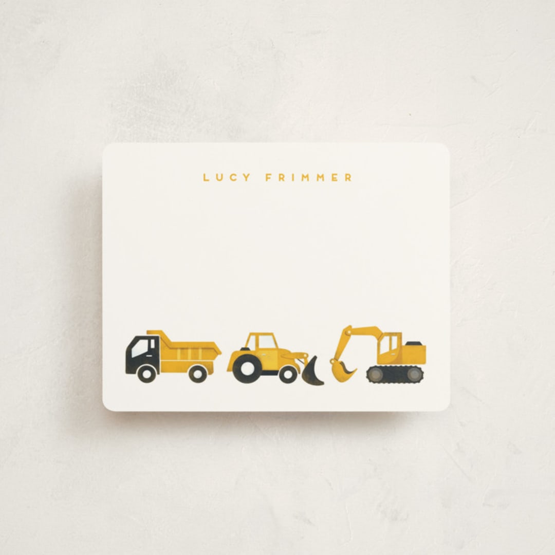"Big Truck Parade" - Children’s Stationery in Sunshine by Snow and Ivy - Front
