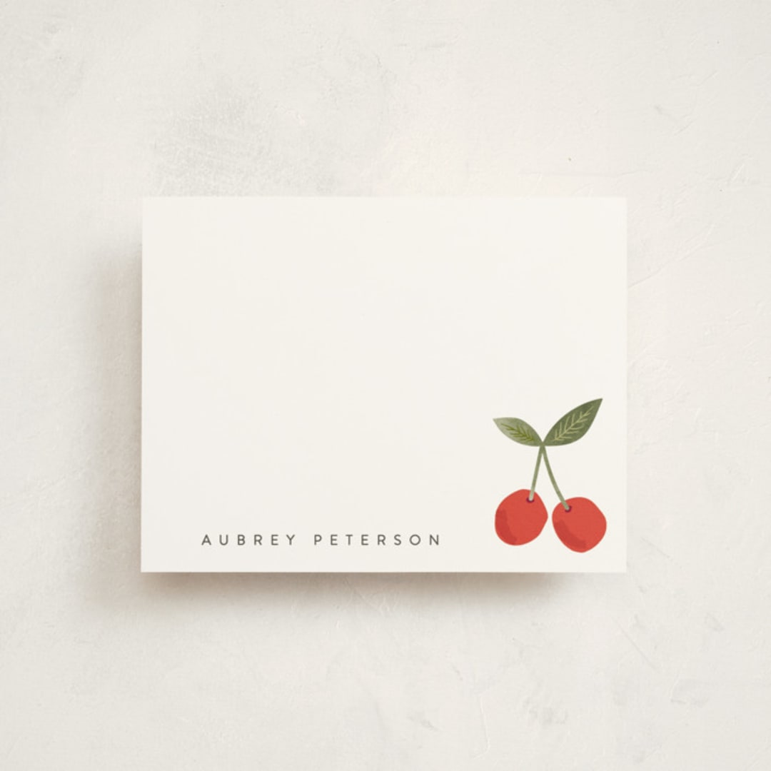 "twin cherries" - Children’s Stationery in Whipped Cream by Karidy Walker - Front