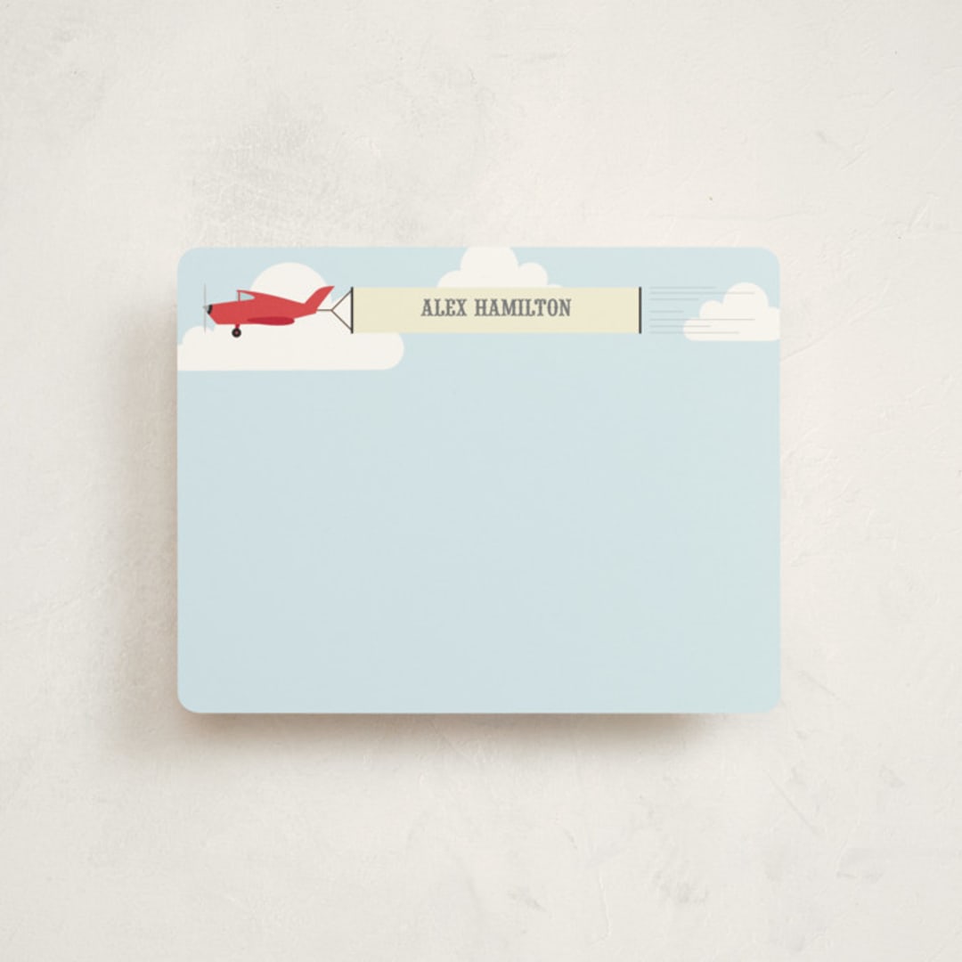 "In the Clouds" - Children’s Stationery in Pale Carmine by Ann Gardner - Front