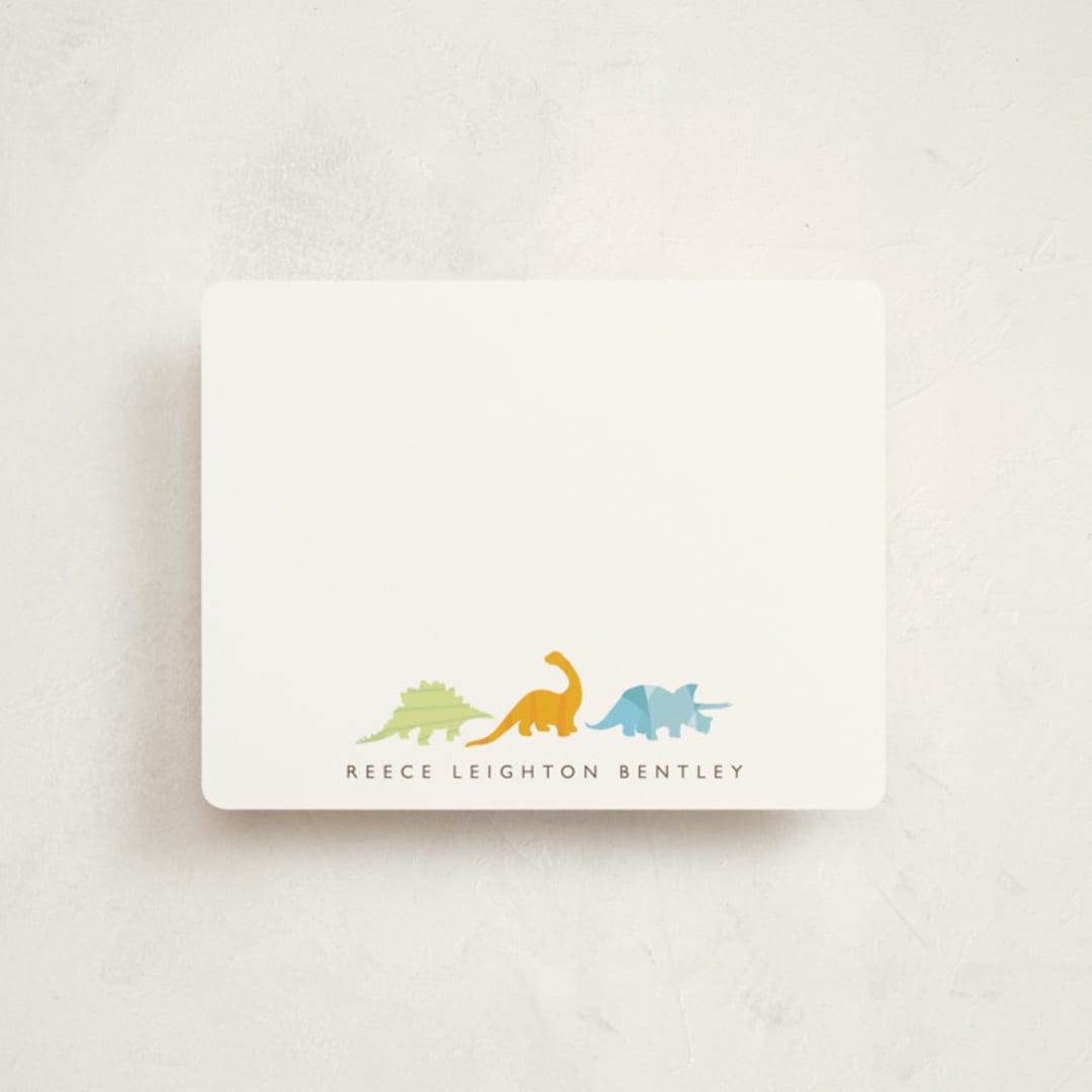 "Dino Parade" - Children’s Stationery in Orange Popsicle by Jennifer Postorino - Front