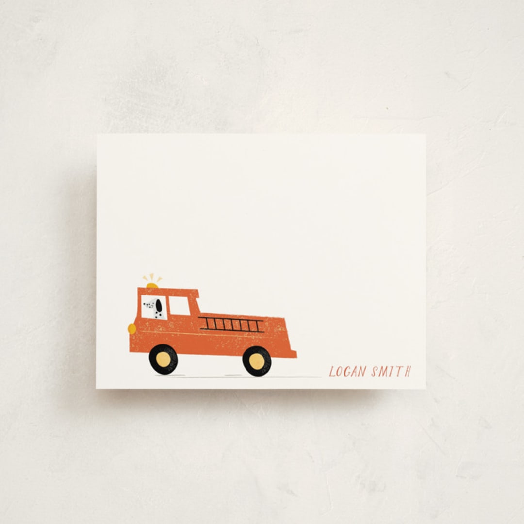 "Sound The Alarm!" - Children’s Stationery in Fire Engine by Angela Thompson - Front