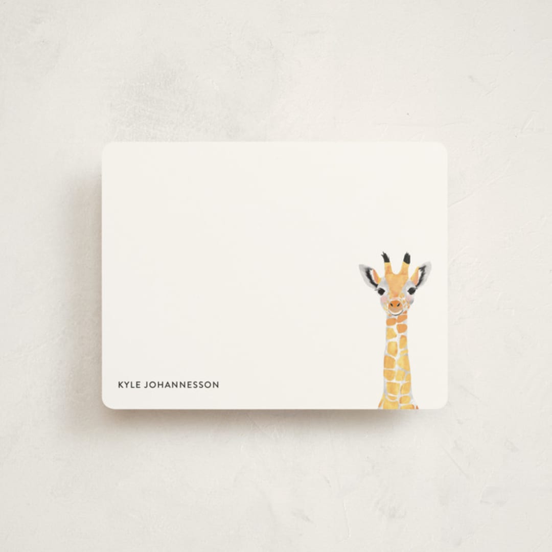 "Baby Animal Giraffe" - Children’s Stationery in Midnight by Cass Loh - Front