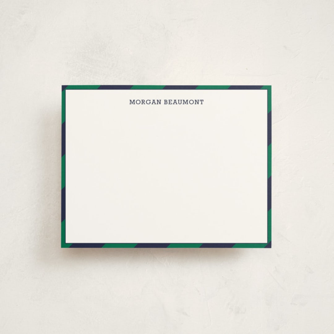 "Wide Stripe Nautical" - Children’s Stationery in Emerald by Seth Caskey - Front