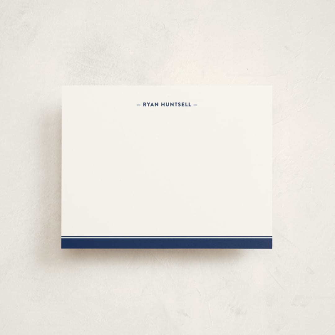 "Preppy Stripe" - Children’s Stationery in Navy by Ann Gardner - Front