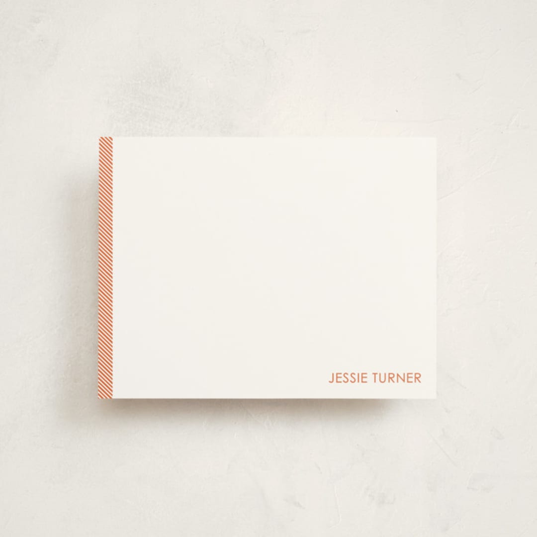 "Herringbone" - Children’s Stationery in Papaya by Seth Caskey - Front