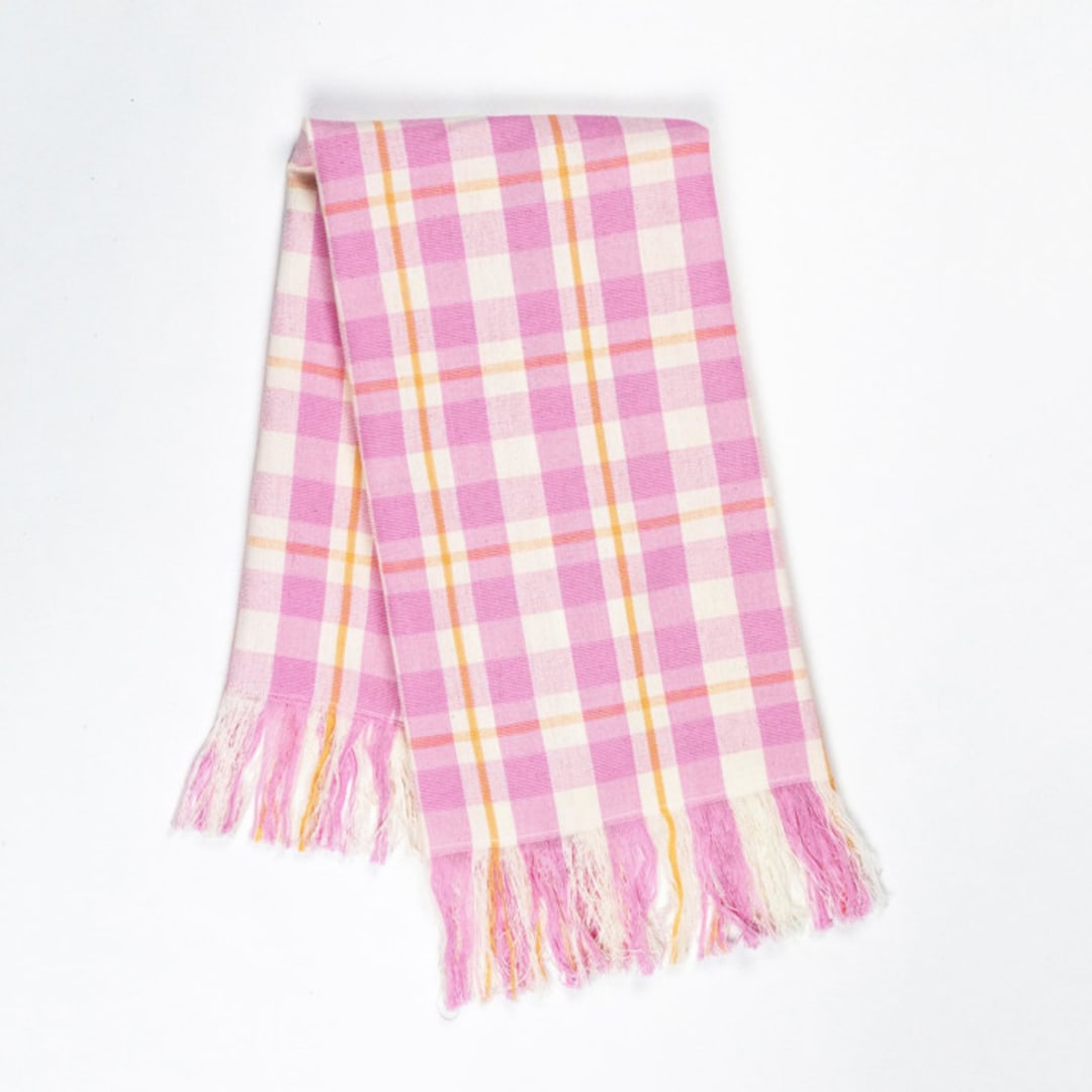 "Abigail Bubblegum Plaid Handwoven Cotton Kitchen Towel" - Tea Towels in pink by Archive New York