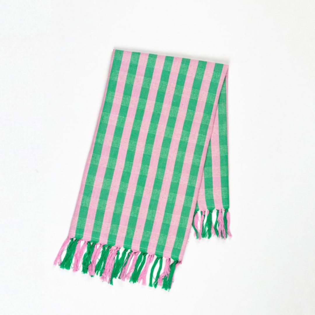 "Flora Striped Handwoven Cotton Kitchen Towel" - Tea Towels in pink by Archive New York