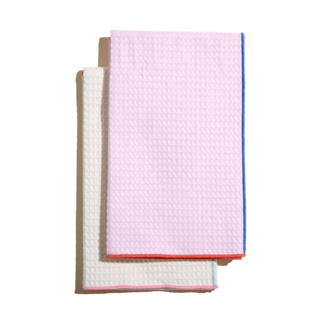 "Sugar Rush Waffle Weave Tea Towels (Set of 4)" - Tea Towels in pink by ATELIER SAUCIER