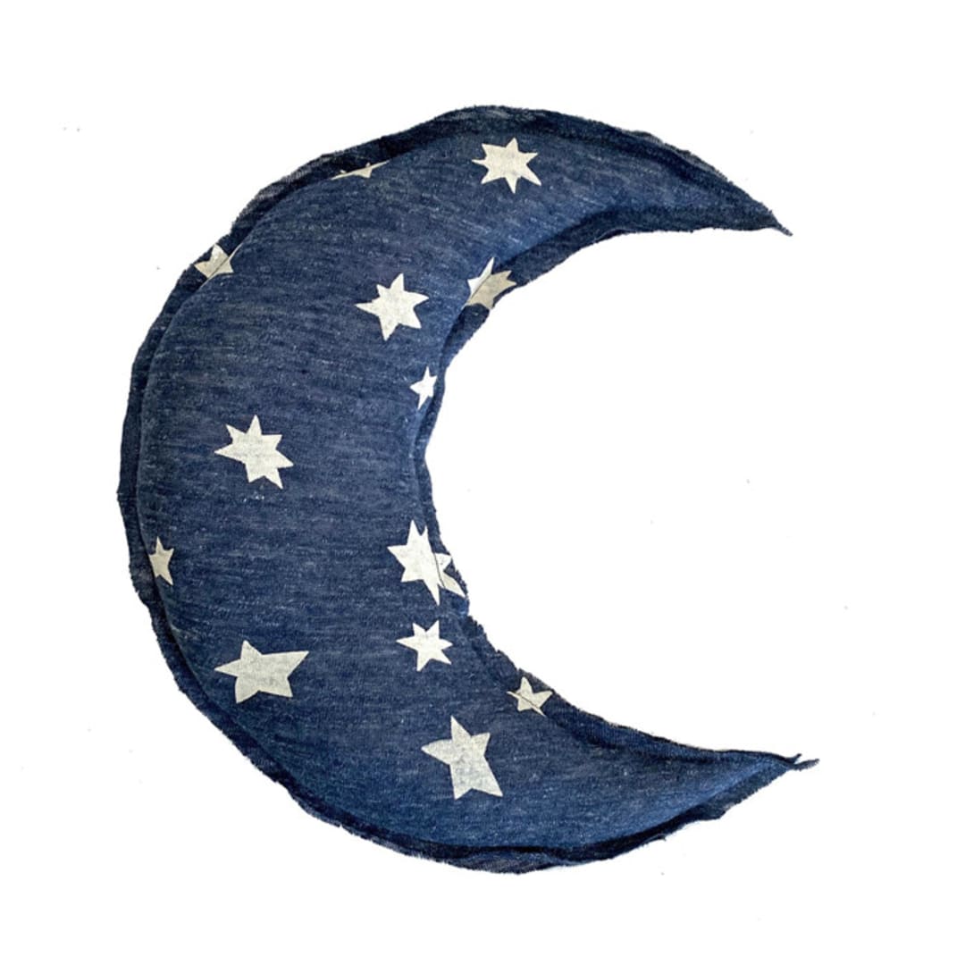 Moon Shaped Linen Pillow - Cluster Star Print