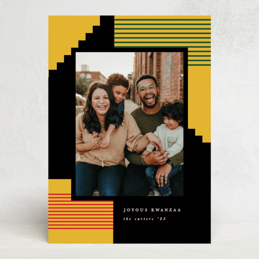 "Kwanzaa blocks" - Kwanzaa Cards in Mustard by Creo Study - Front