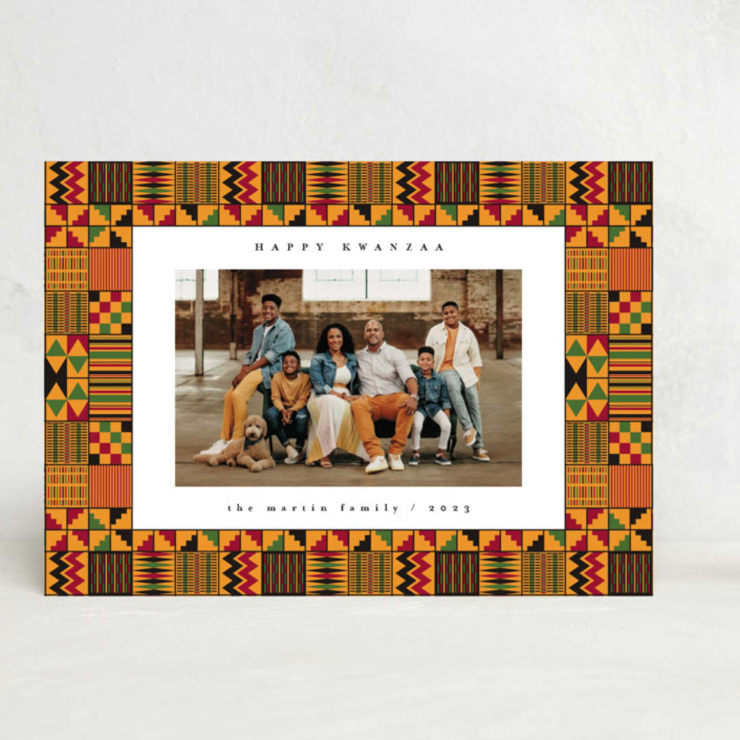 "kente" - Kwanzaa Cards in Pumpkin by Anastasia Makarova - Front