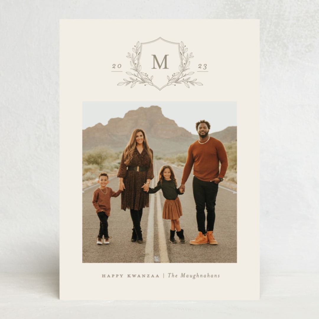 "Monogrammed" - Kwanzaa Cards in Ivory by Meagan Christensen - Front
