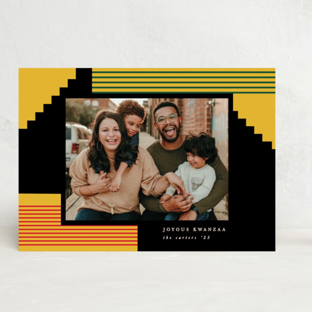 "Kwanzaa blocks" - Kwanzaa Cards in Mustard by Creo Study - Front