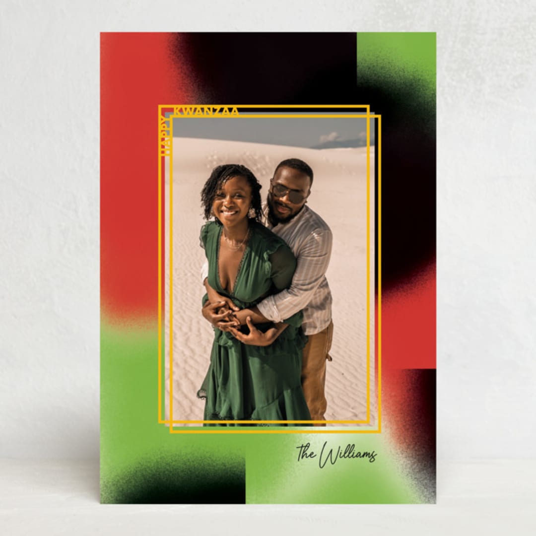 "Kwanza Frame" - Kwanzaa Cards in Papaya by Baumbirdy - Front