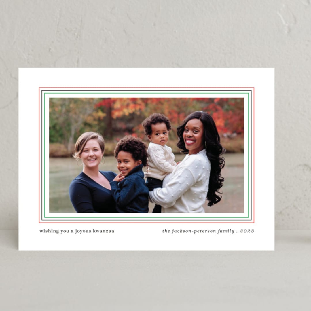 "Triple Frame" - Kwanzaa Cards in Frost by Liz Conley - Front