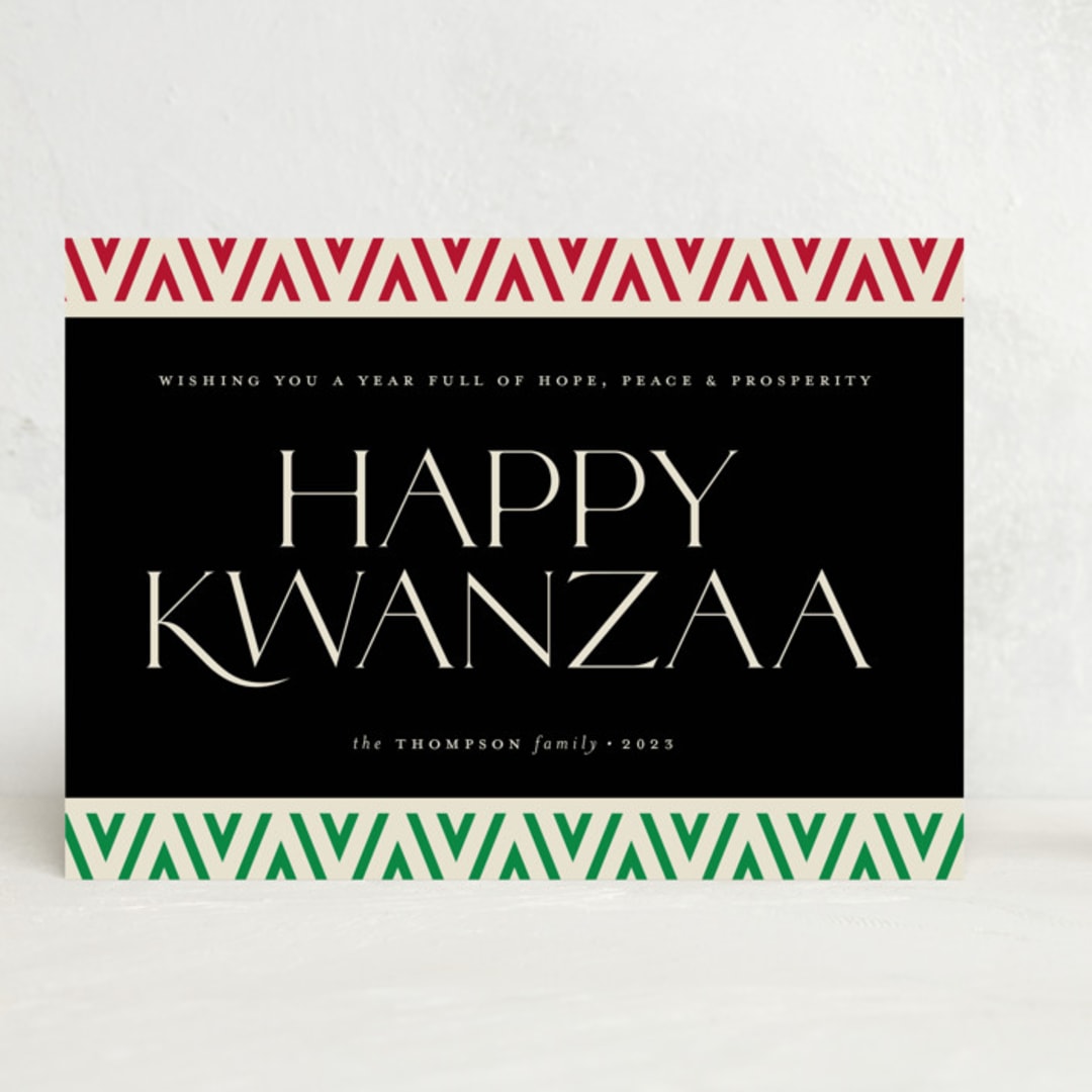 "Abstract Kente" - Kwanzaa Cards in Ebony by Heather Schertzer - Front