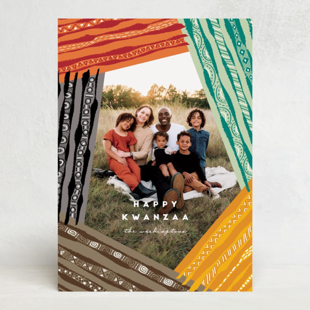 "Kwanzaa Organic Lines" - Kwanzaa Cards in Licorice by fatfatin - Front