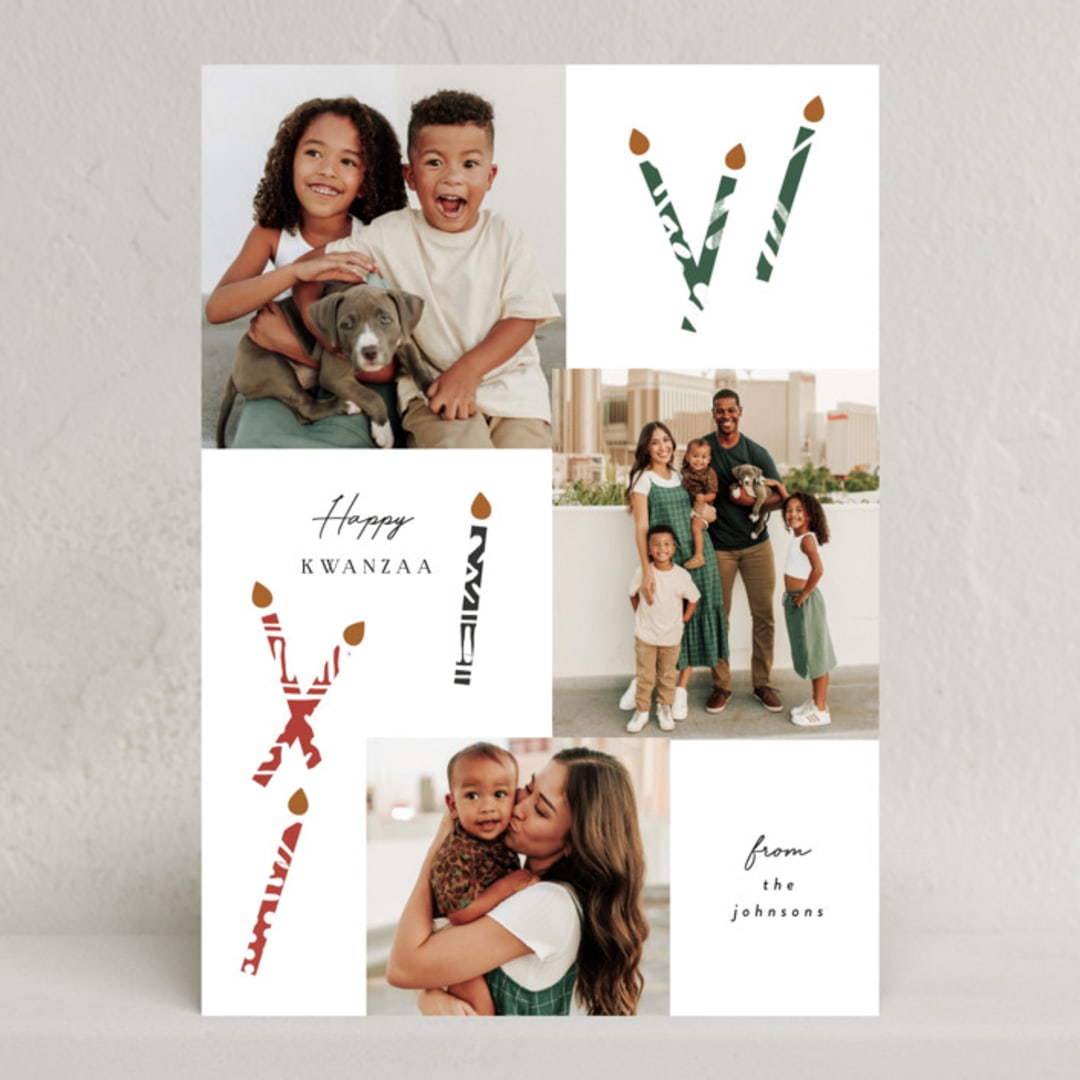 "Candles" - Kwanzaa Cards in Palm by Corinne Malesic - Front