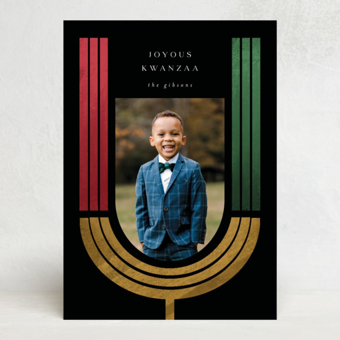 "rustic kinara" - Kwanzaa Cards in Charcoal by Grae - Front