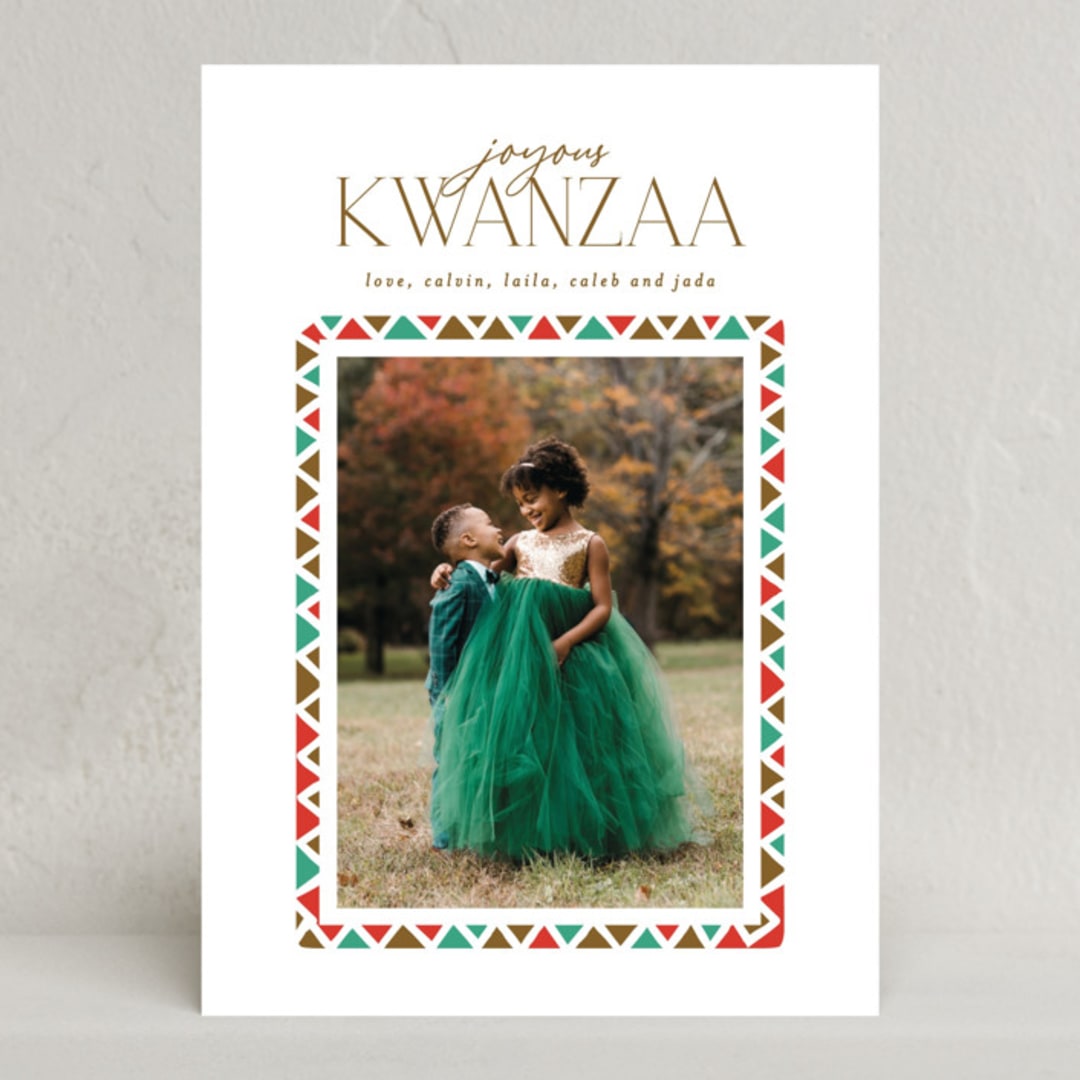 "Colorful Border" - Kwanzaa Cards in Carnival by Phrosné Barwood - Front