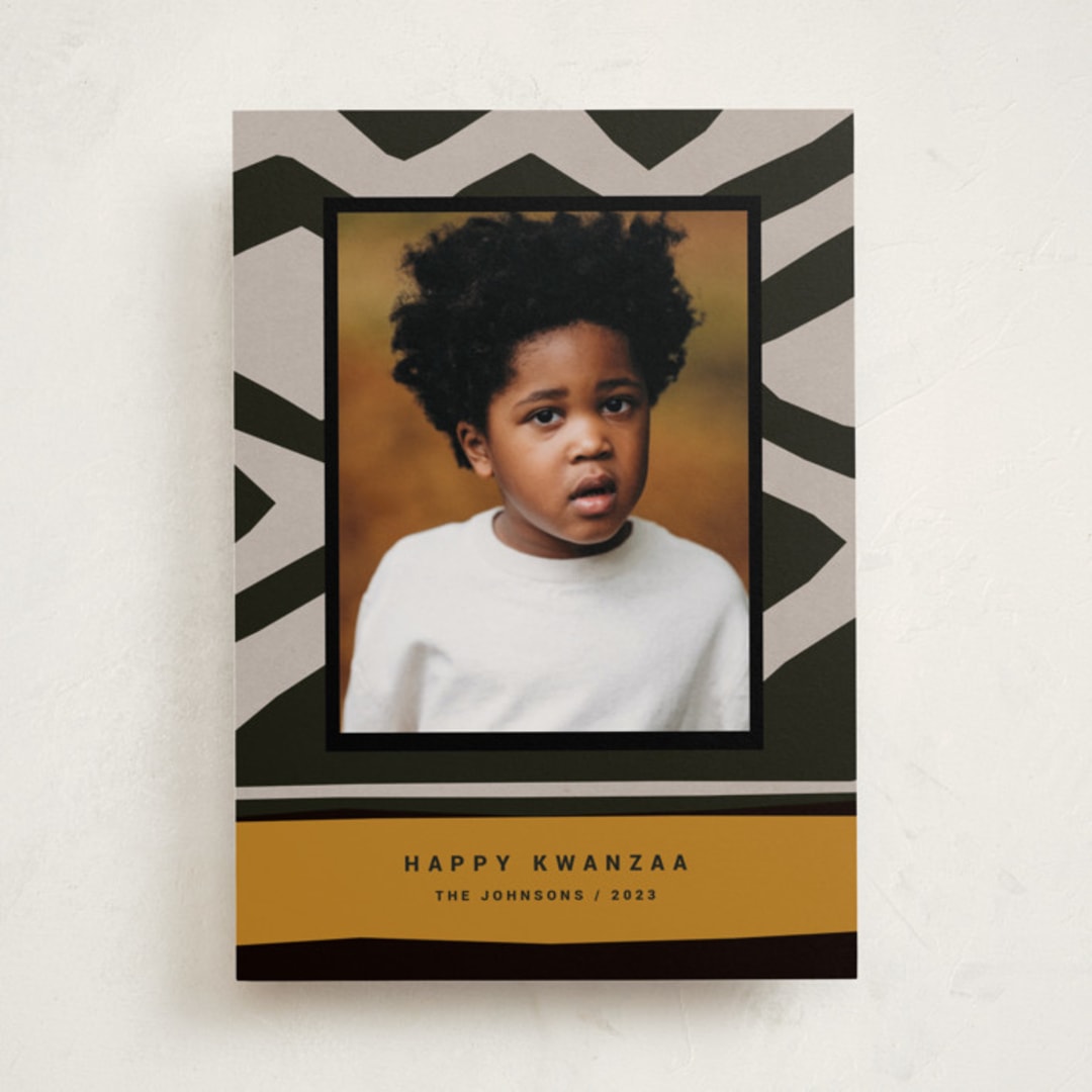 "Bold Pattern" - Kwanzaa Cards in Ochre by Sumak Studio - Front