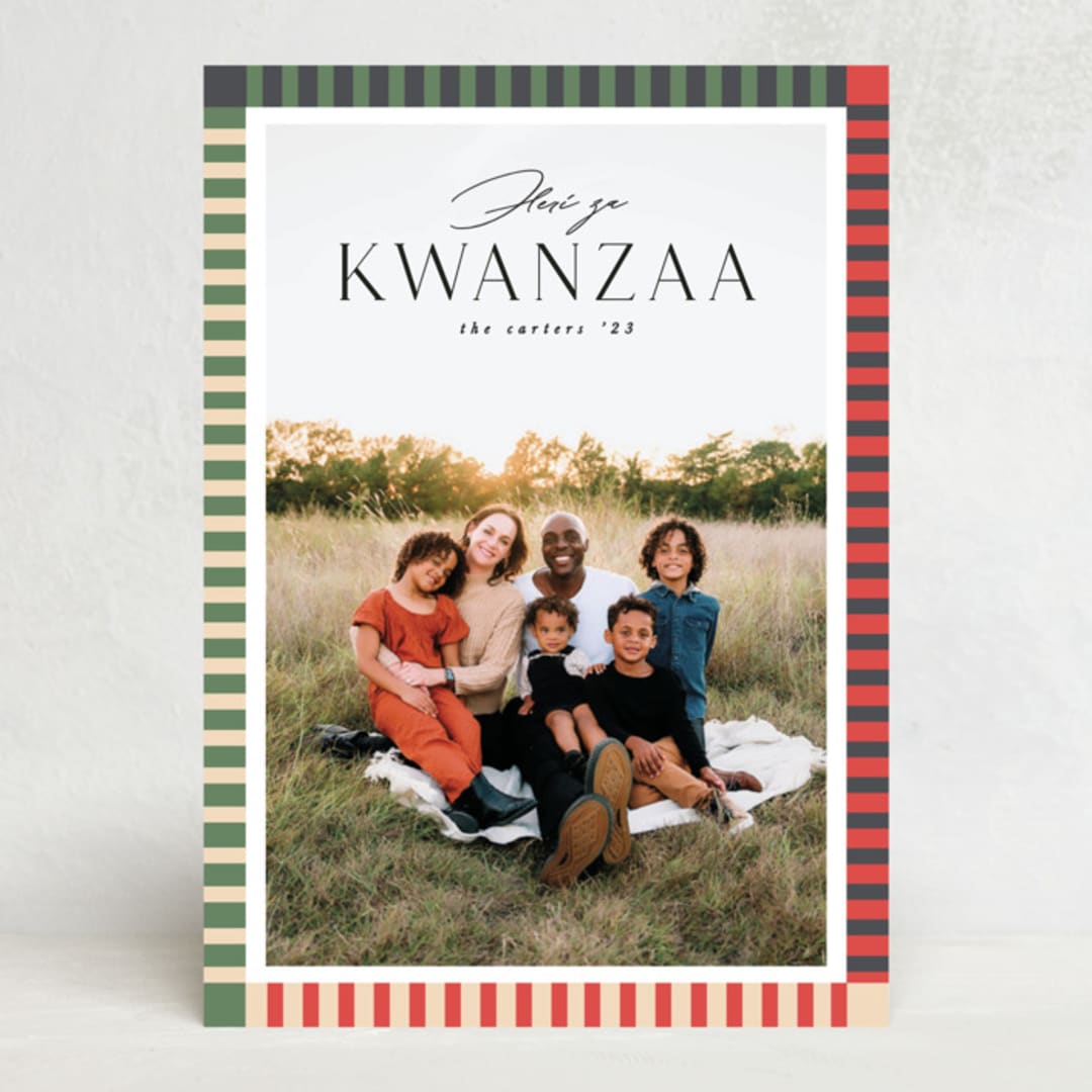 "Lined edge" - Kwanzaa Cards in Watermelon by Creo Study - Front