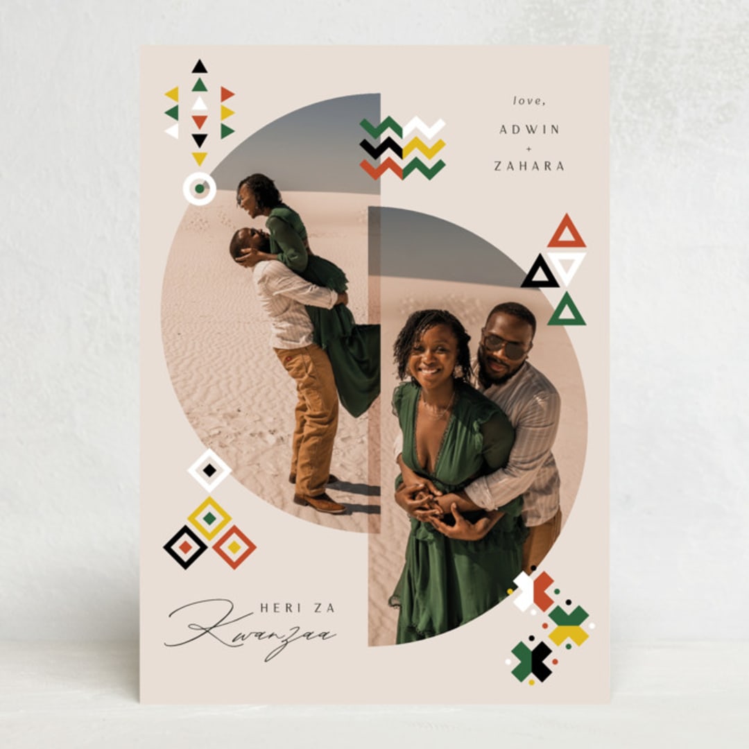 "Kwanzaa Deco Geo" - Kwanzaa Cards in Taupe by fatfatin - Front