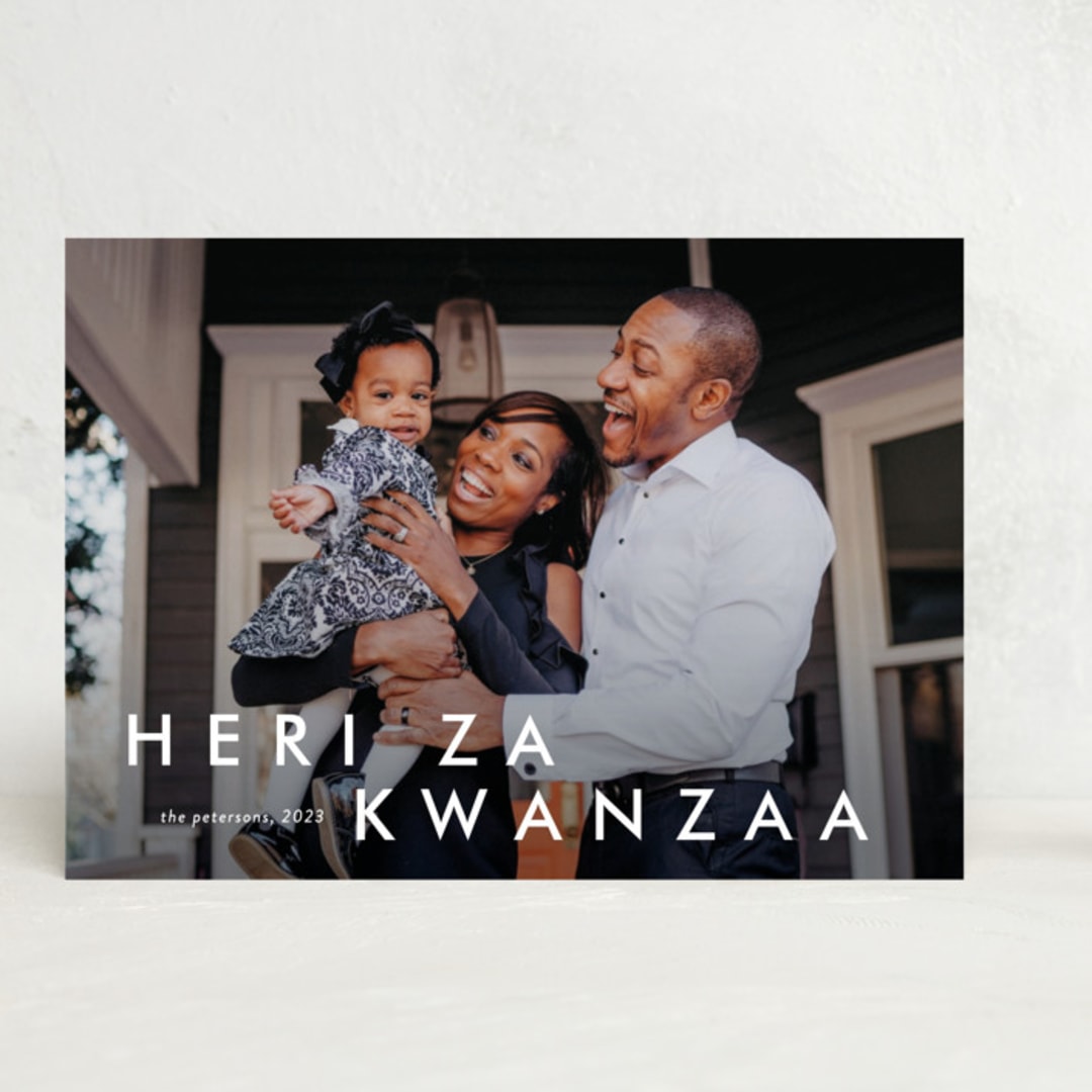 "Happy moments" - Kwanzaa Cards in Cotton by Stacey Meacham - Front
