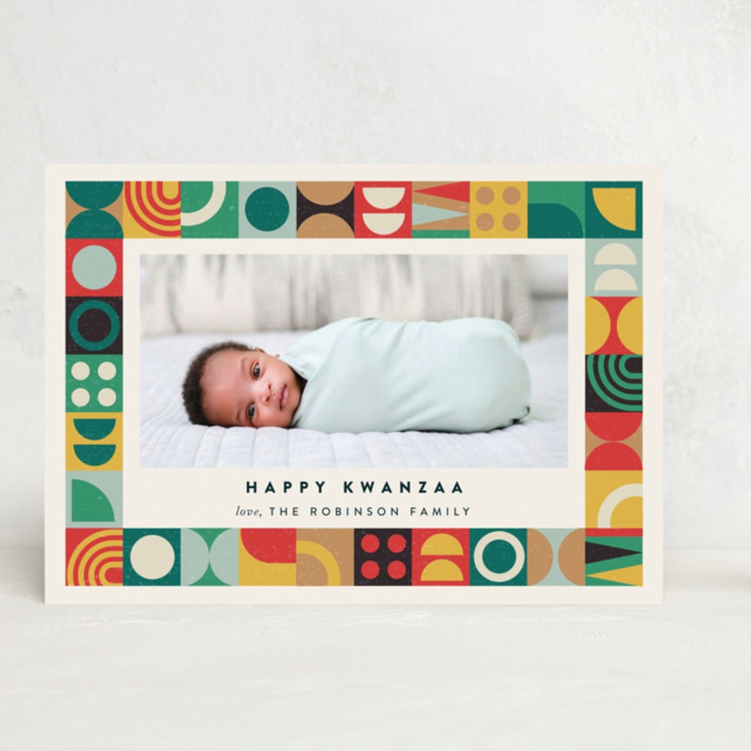 "Modern Kwanzaa" - Kwanzaa Cards in Sunset by Maria Alou - Front