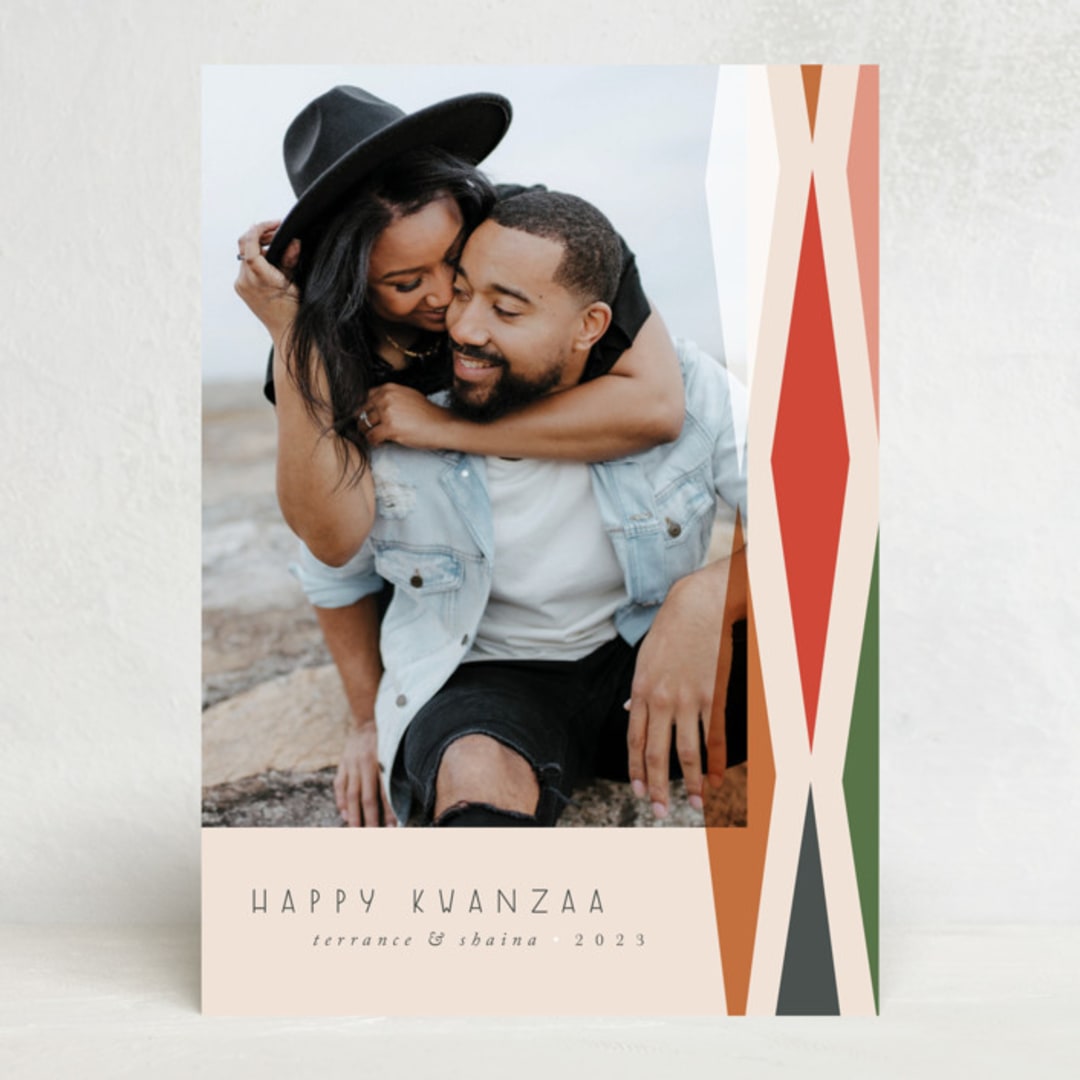 "Modern Bright Kwanzaa" - Kwanzaa Cards in Marshmallow by Keen Peachy - Front
