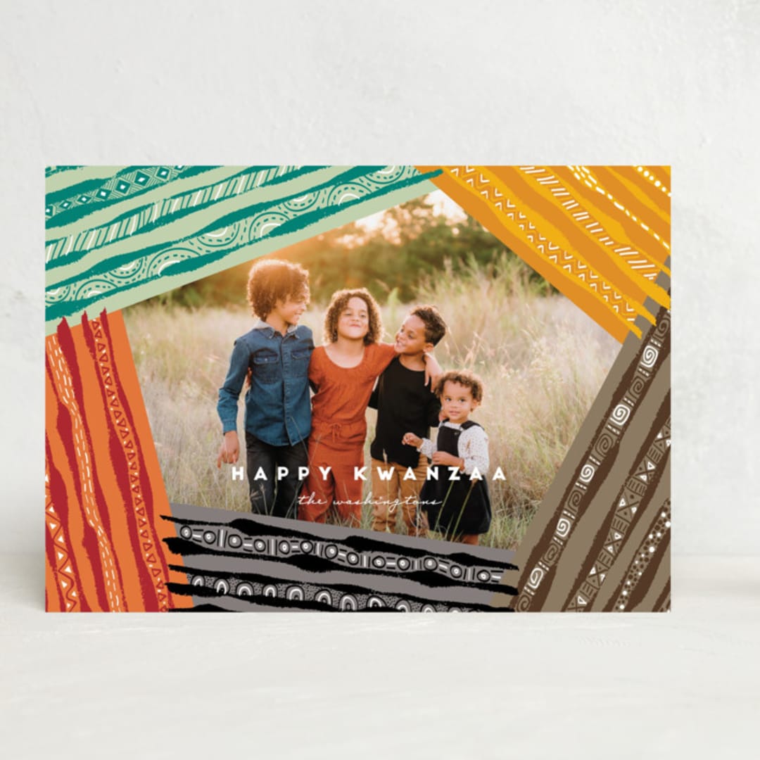 "Kwanzaa Organic Lines" - Kwanzaa Cards in Licorice by fatfatin - Front