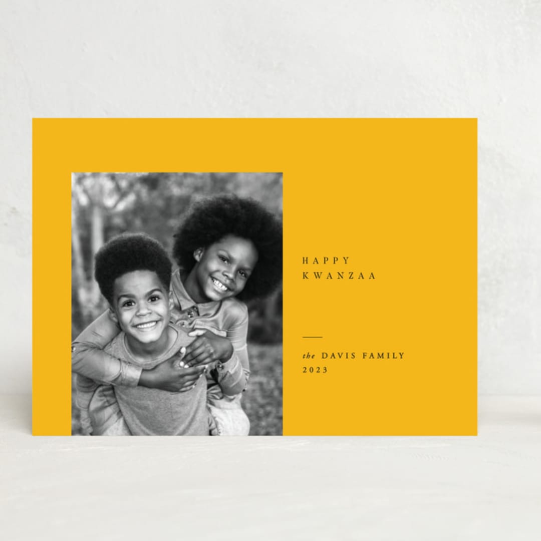 "Mod Kwanzaa" - Kwanzaa Cards in Lemon by Robert and Stella - Front