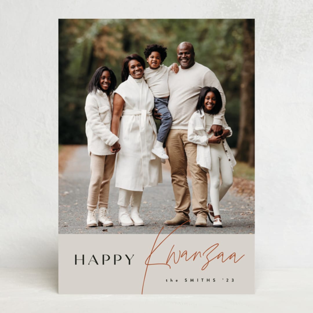 "Elegant Kwanzaa" - Kwanzaa Cards in Rust by Ana Sharpe - Front