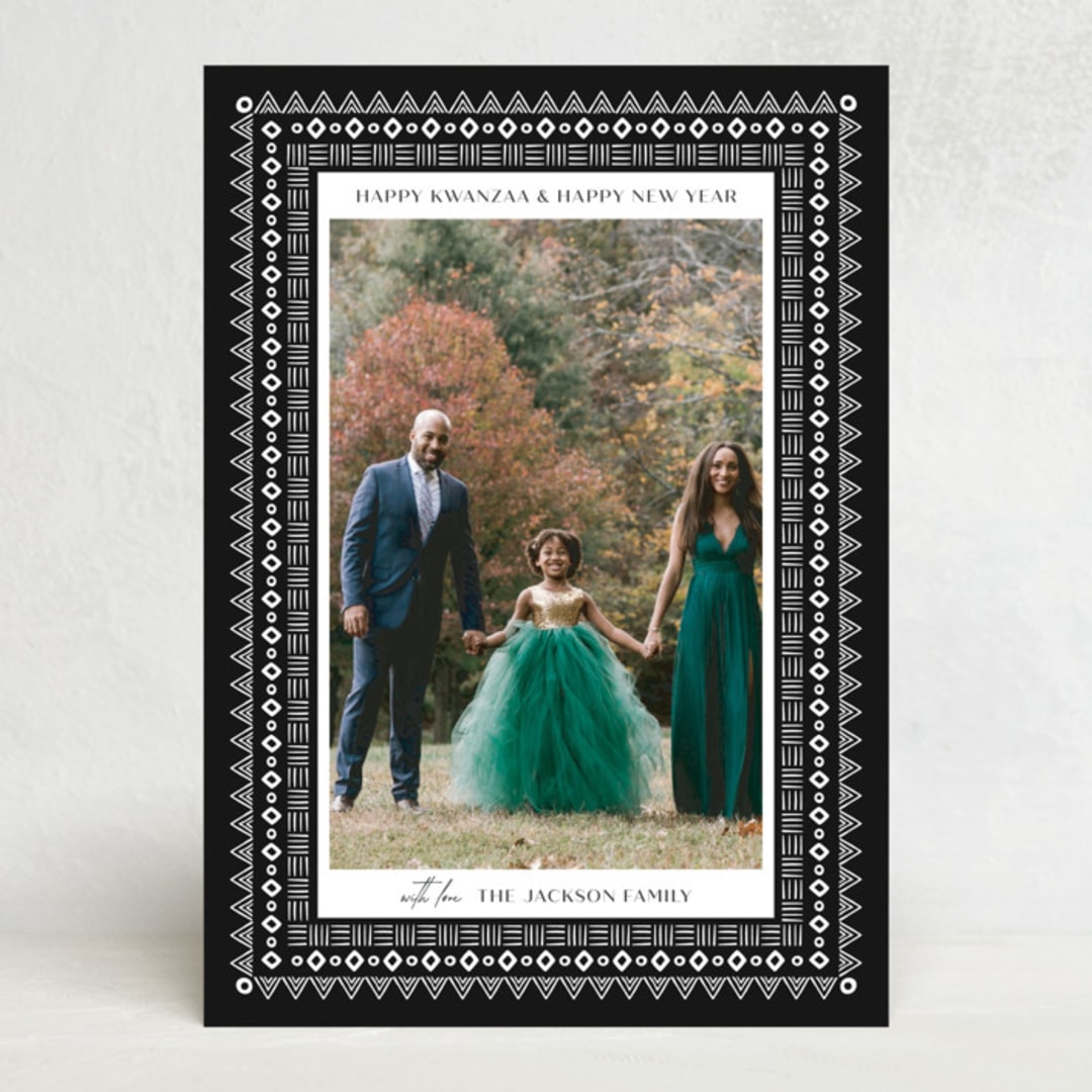 "Kwanzaa Decorative Frame" - Kwanzaa Cards in Midnight by Nam Bourassa - Front