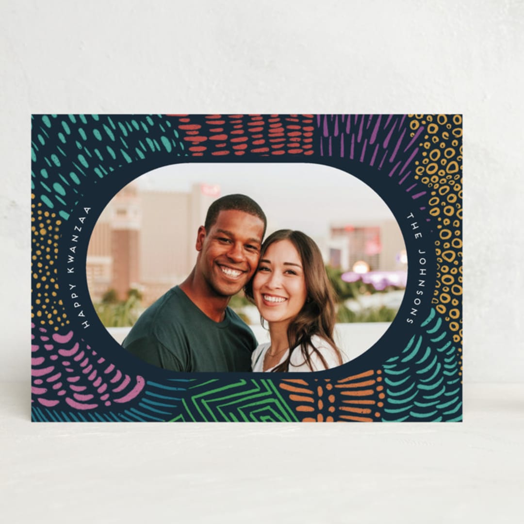 "Ankara" - Kwanzaa Cards in Teal by Tamara Hilje - Front